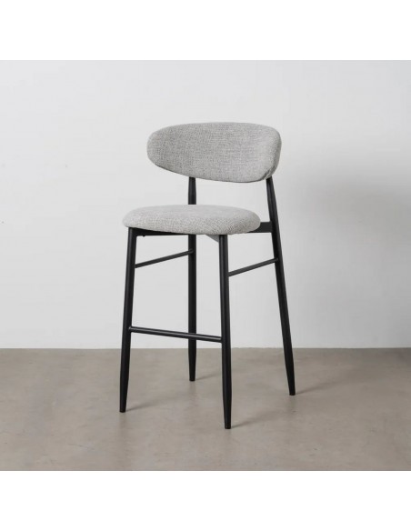 Taburete de diseño LORIA 75 cm, Tejido gris y Metal color negro