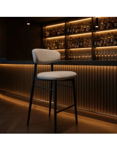 Banqueta de design LORIA 75 cm, tecido cinza e metal cor... 2