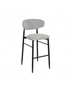 Banqueta de design LORIA 75 cm, tecido cinza e metal cor...