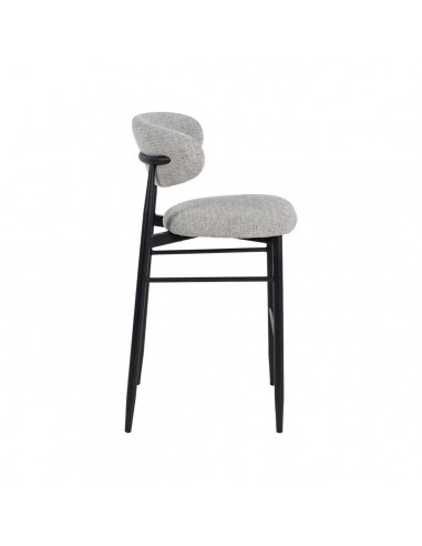 Banqueta de design LORIA 75 cm, tecido cinza e...