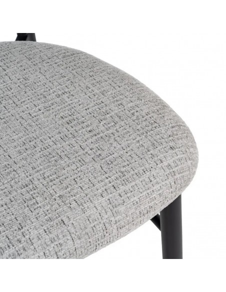 Taburete de diseño LORIA 75 cm, Tejido gris y Metal color negro