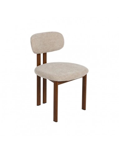 Cadeira de jantar de design KOBE em tecido bege e metal marrom