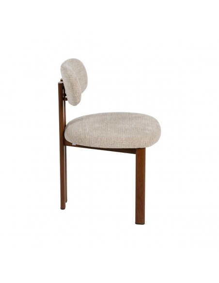 Cadeira de jantar de design KOBE em tecido bege e metal marrom
