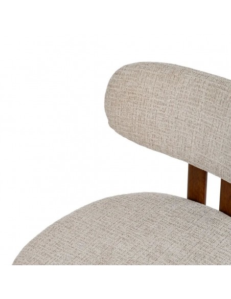 Cadeira de jantar de design KOBE em tecido bege e metal marrom