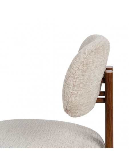 Cadeira de jantar de design KOBE em tecido bege e metal marrom