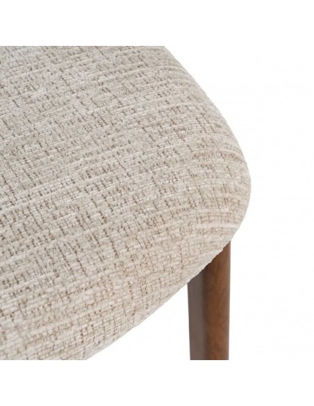 Silla de comedor de diseño KOBE en Tejido Beige y Metal marrón