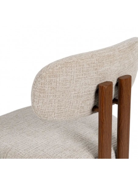 Silla de comedor de diseño KOBE en Tejido Beige y Metal marrón