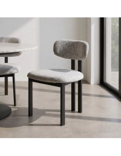 Silla de comedor de diseño KOBE en Tejido gris y Metal negro 2