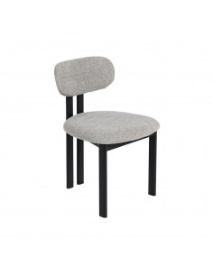 Cadeira de jantar de design KOBE em tecido cinza e metal...