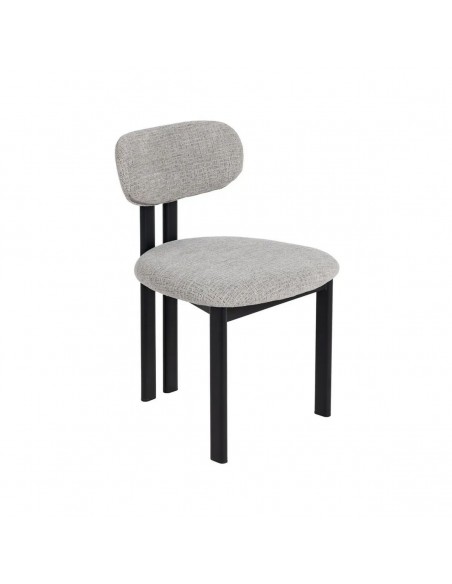 Cadeira de jantar de design KOBE em tecido cinza e metal preto