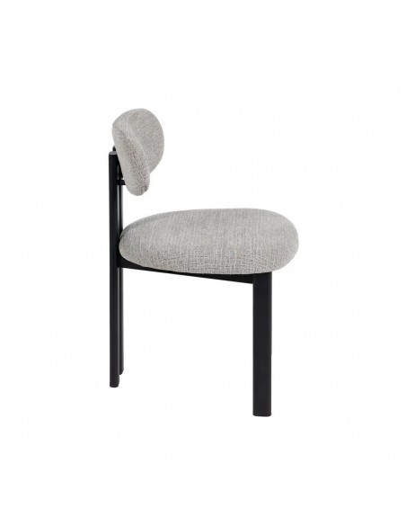 Cadeira de jantar de design KOBE em tecido cinza e metal preto