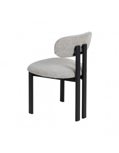Cadeira de jantar de design KOBE em tecido cinza e metal preto