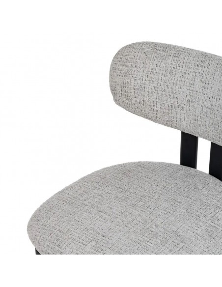 Cadeira de jantar de design KOBE em tecido cinza e metal preto