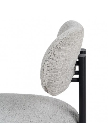 Silla de comedor de diseño KOBE en Tejido gris y Metal negro