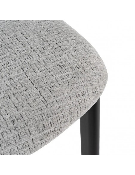 Cadeira de jantar de design KOBE em tecido cinza e metal preto