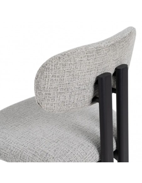 Silla de comedor de diseño KOBE en Tejido gris y Metal negro