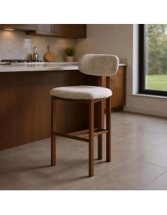 Banqueta de design KOBE 75 cm, tecido bege e metal cor... 2