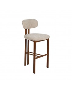 Banqueta de design KOBE 75 cm, tecido bege e metal cor...