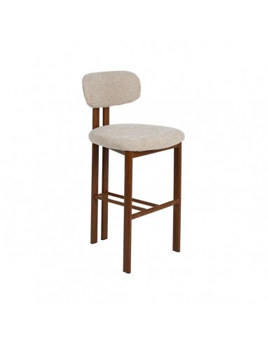 Banqueta de design KOBE 75 cm, tecido bege e metal cor Nogueira