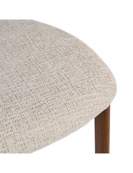 Banqueta de design KOBE 75 cm, tecido bege e metal cor Nogueira