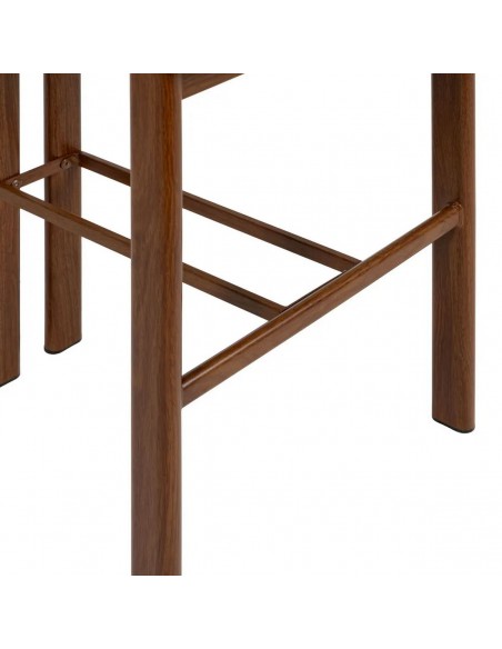 Banqueta de design KOBE 75 cm, tecido bege e metal cor Nogueira