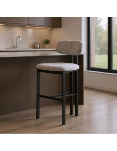 Banqueta de design KOBE 75 cm, tecido cinza e metal cor... 2