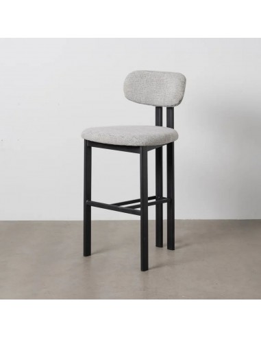 Banqueta de design KOBE 75 cm, tecido cinza e...