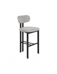 Banqueta de design KOBE 75 cm, tecido cinza e metal cor...