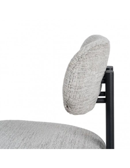 Taburete de diseño Kobe 75 cm, Tejido Gris y Metal color negro