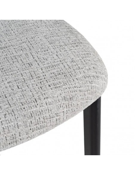 Banqueta de design KOBE 75 cm, tecido cinza e metal cor preto