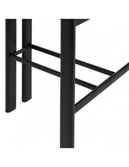 Banqueta de design KOBE 75 cm, tecido cinza e metal cor preto
