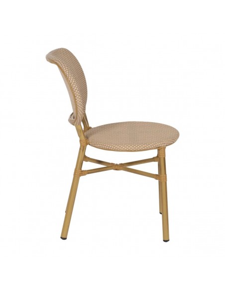 Silla apilable de Aluminio símil ratán y Textileno beige BREEZE