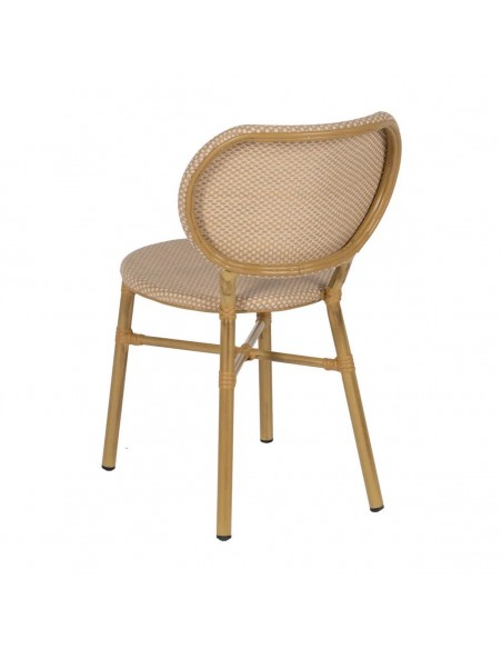 Silla apilable de Aluminio símil ratán y Textileno beige BREEZE