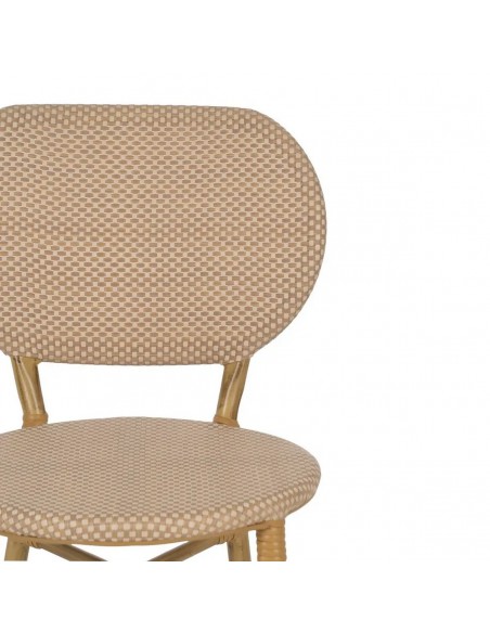 Cadeira empilhável em alumínio com aspeto de rattan e textilene bege BREEZE