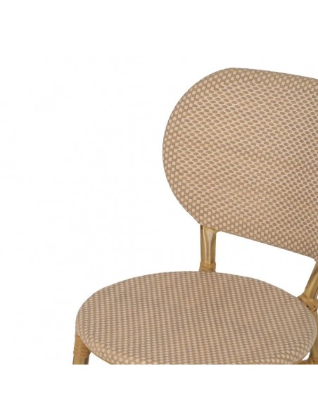 Cadeira empilhável em alumínio com aspeto de rattan e textilene bege BREEZE