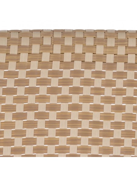 Cadeira empilhável em alumínio com aspeto de rattan e textilene bege BREEZE