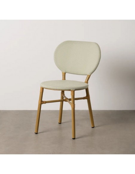 Silla apilable de Aluminio símil ratán y Textileno aguamarina BREEZE