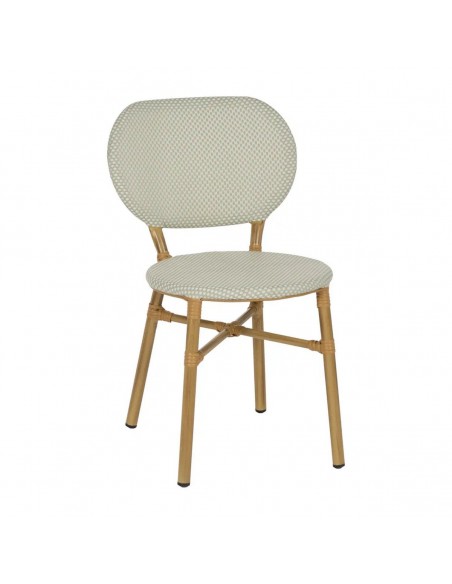 Silla apilable de Aluminio símil ratán y Textileno aguamarina BREEZE