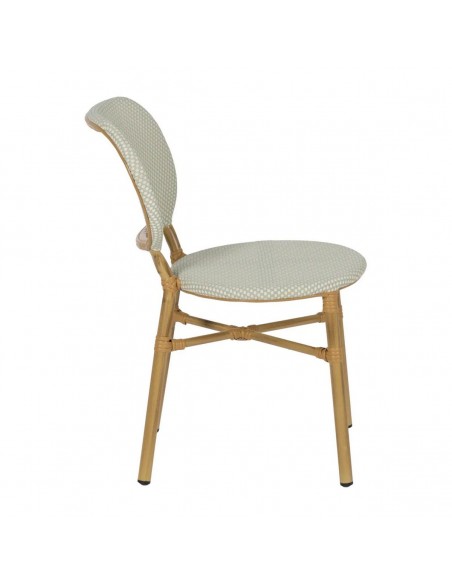 Silla apilable de Aluminio símil ratán y Textileno aguamarina BREEZE