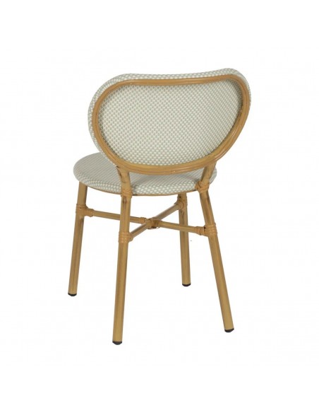 Silla apilable de Aluminio símil ratán y Textileno aguamarina BREEZE