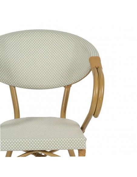 Cadeira com braços empilháveis, fabricada em alumínio tipo rattan e textilene BREEZE água-marinha