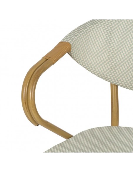 Cadeira com braços empilháveis, fabricada em alumínio tipo rattan e textilene BREEZE água-marinha