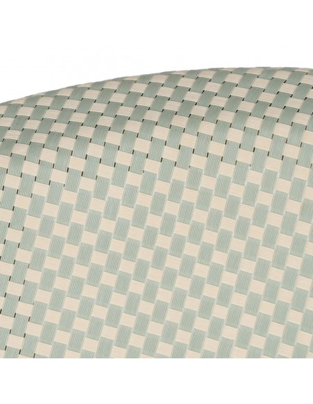 Silla con brazos apilable de Aluminio símil ratán y Textileno BREEZE aguamarina