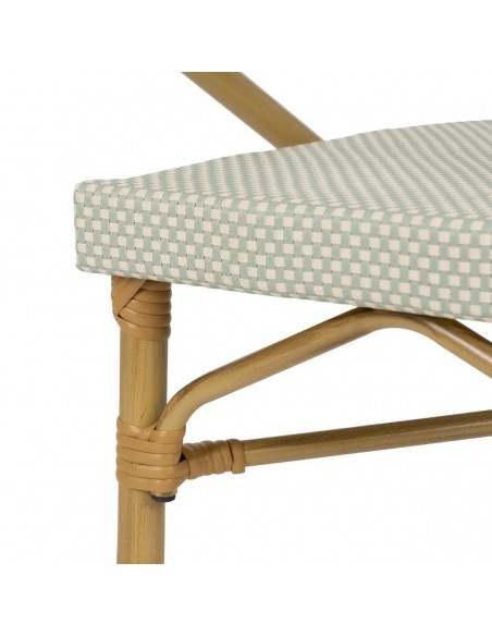 Cadeira com braços empilháveis, fabricada em alumínio tipo rattan e textilene BREEZE água-marinha