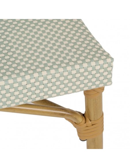 Cadeira com braços empilháveis, fabricada em alumínio tipo rattan e textilene BREEZE água-marinha