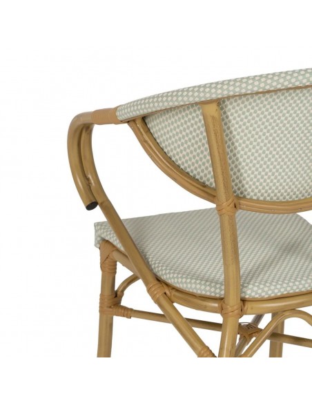 Cadeira com braços empilháveis, fabricada em alumínio tipo rattan e textilene BREEZE água-marinha