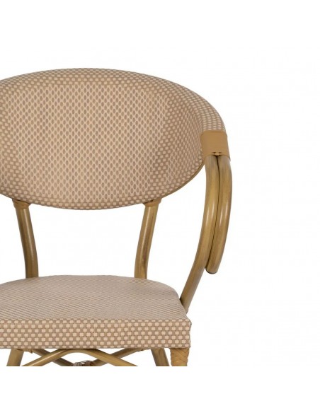 Cadeira com braços empilháveis, em alumínio tipo rattan e textilene bege BREEZE