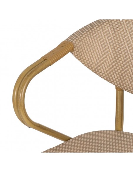 Cadeira com braços empilháveis, em alumínio tipo rattan e textilene bege BREEZE