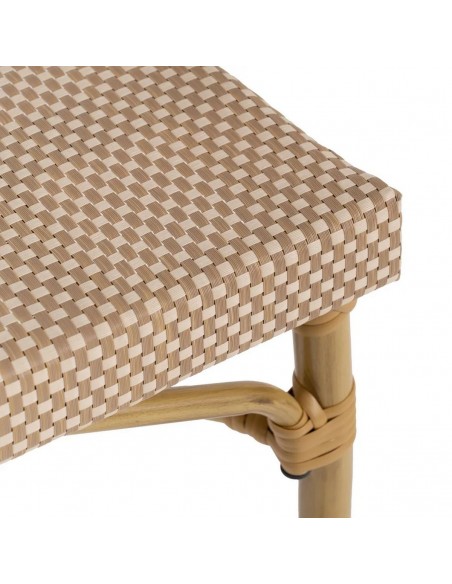 Cadeira com braços empilháveis, em alumínio tipo rattan e textilene bege BREEZE