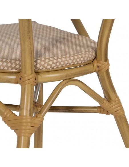 Cadeira com braços empilháveis, em alumínio tipo rattan e textilene bege BREEZE